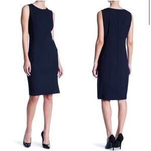Lafayette 148 Navy Sleeveless Sheath Dress